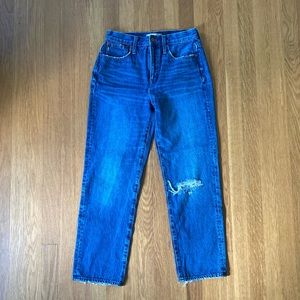 madewell medium wash high rise straight leg jeans